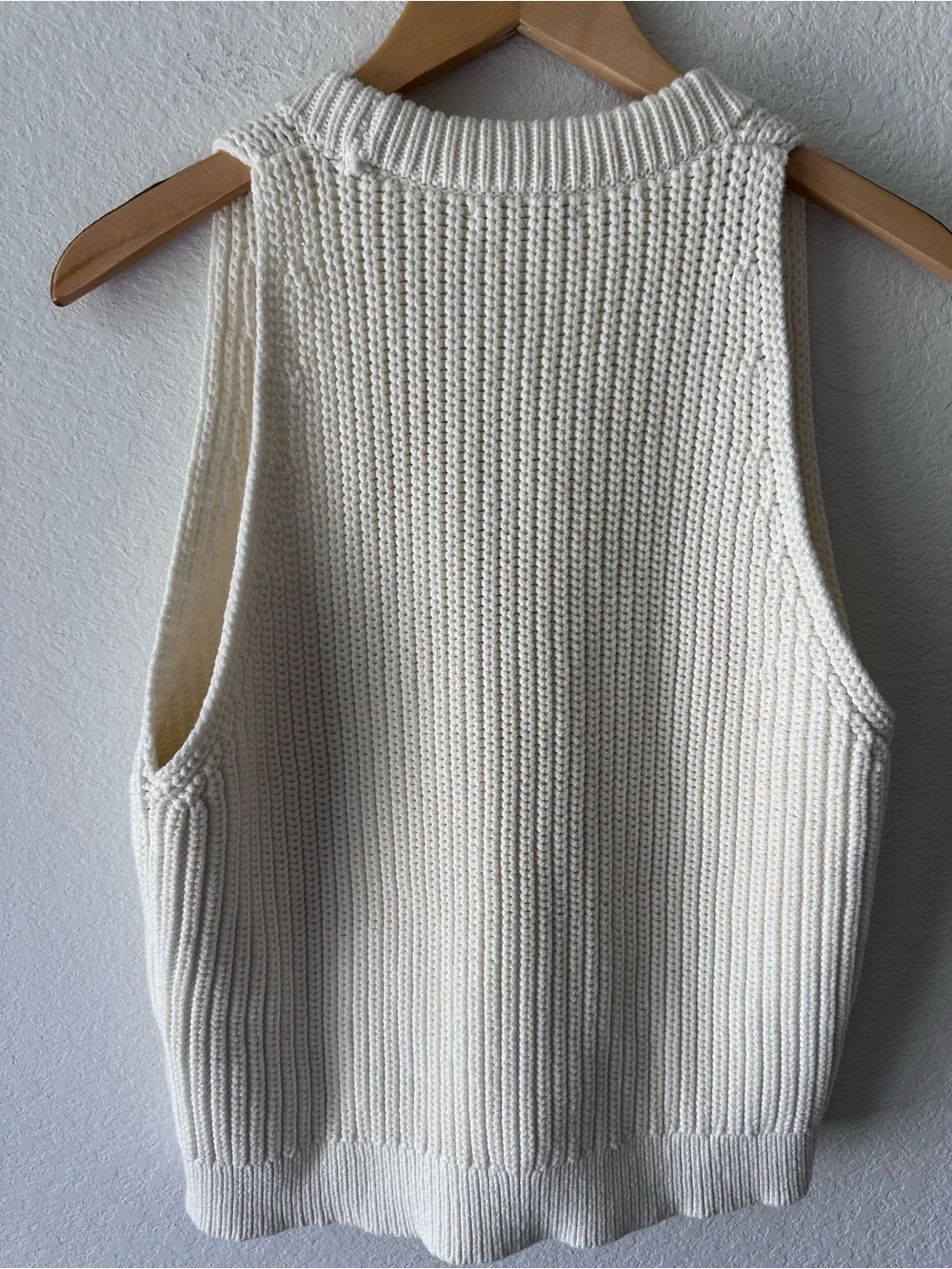 Madewell XL Chunky Knit Sweater Vest Cream Button Front Cotton Blend - Picture 4 of 4